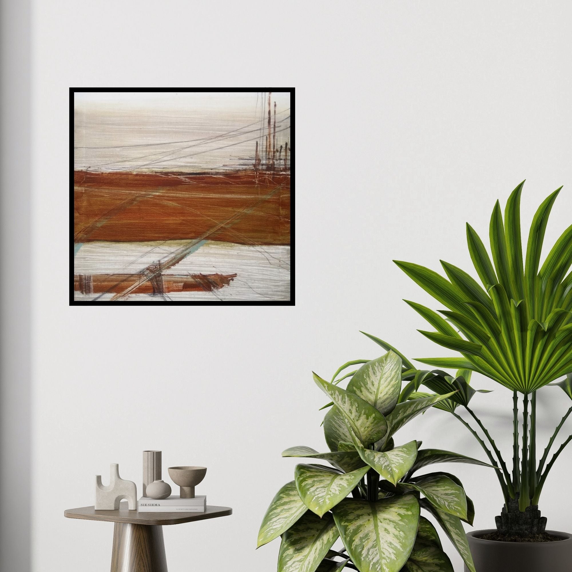 In-situ view of Hari Dhongade's 'Untitled 3 (Linear Flow)' painting in a room