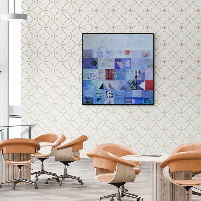 In-situ view of Vivek Nimbolkar's 'Untitled 3 (Mosaic of Light)' painting in a room