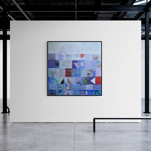 Vivek Nimbolkar's painting 'Untitled 3 (Mosaic of Light)' displayed in a modern living room setting