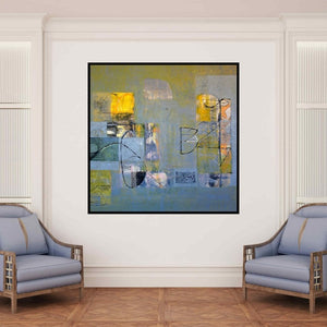 In-situ view of Vivek Nimbolkar's 'Untitled 30 (City Lights)' painting in a room