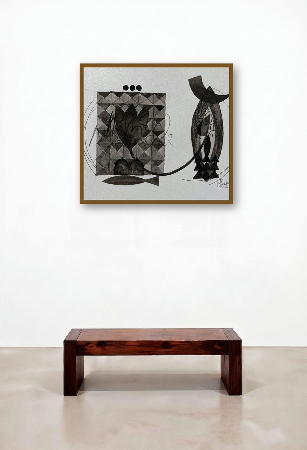 Untitled 301 (Cosmic Tapestry) by artist Narendra Jatav displayed in a Minimalist Dining Room