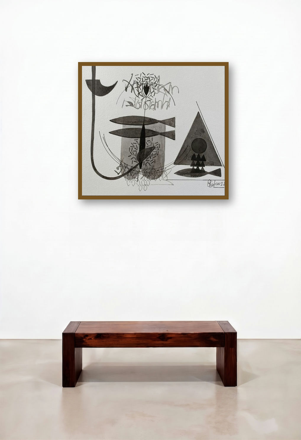 Untitled 302 (Cosmic Tapestry) by artist Narendra Jatav displayed in a Modern Penthouse