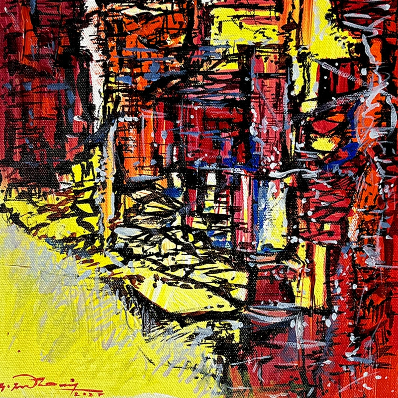 Untitled 31' abstract acrylic painting by artist Solomon Rajendiran, 12x12 inch, on canvas