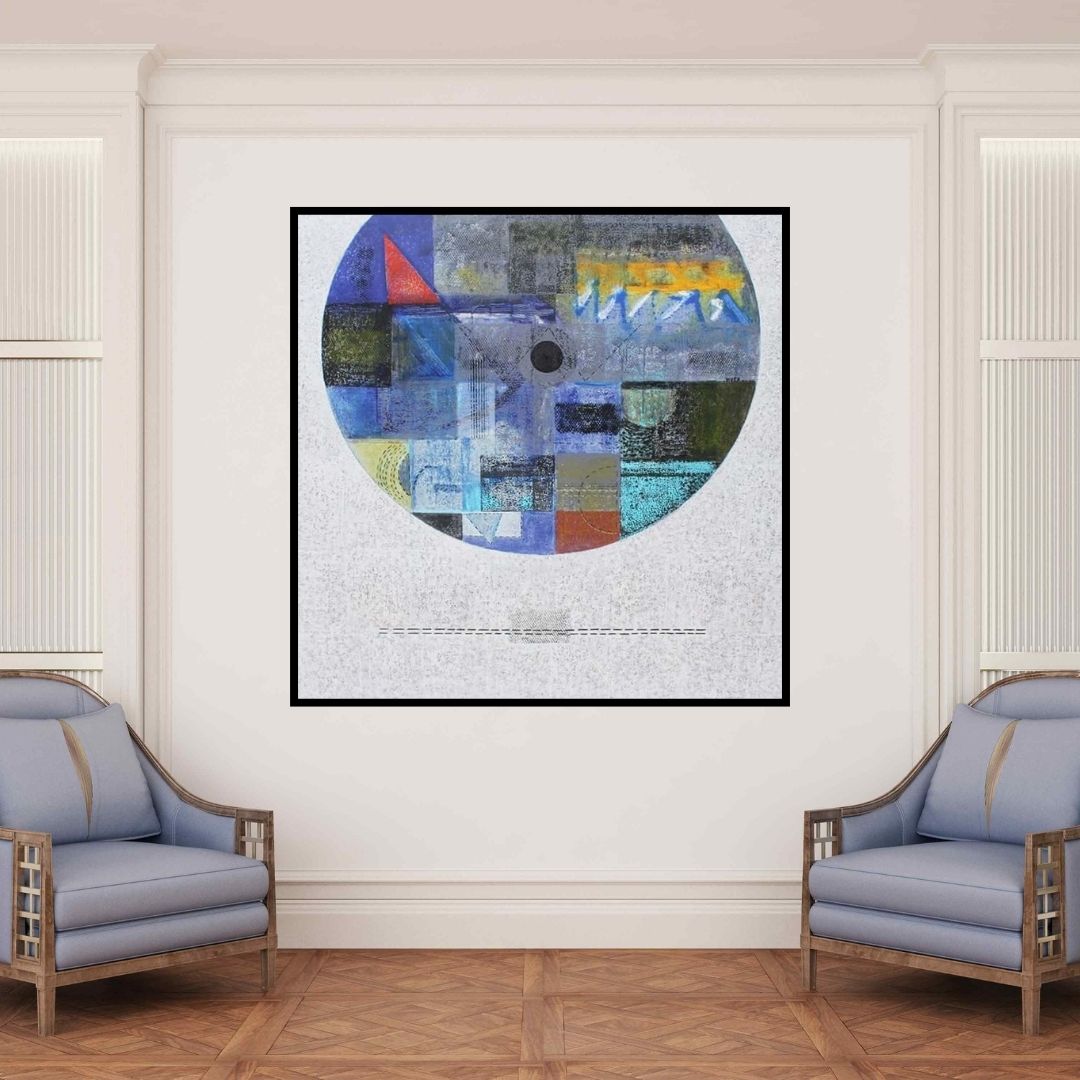 In-situ view of Vivek Nimbolkar's 'Untitled 31 (Lunar Eclipse)' painting in a room