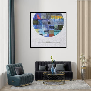 Preview of 'Untitled 31 (Lunar Eclipse)' Painting by Vivek Nimbolkar shown on a wall in a furnished room.