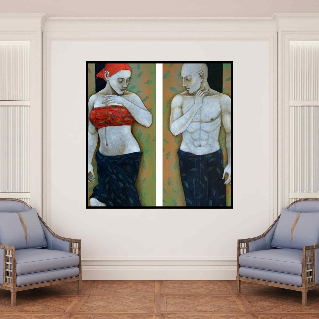 In-situ view of Asit Kumar Patnaik's 'Untitled' painting in a room