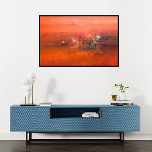 Preview of 'Untitled' Painting by Dnyaneshwar Dhavale shown on a wall in a furnished room.