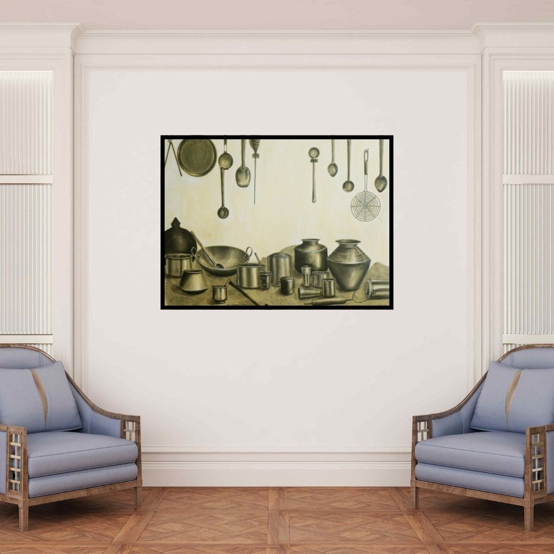 In-situ view of Divya Chinni's 'Untitled' painting in a room