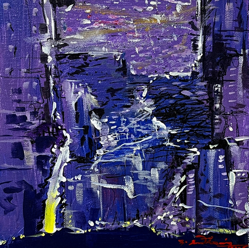 Untitled 32' abstract acrylic painting by artist Solomon Rajendiran, 12x12 inch, on canvas