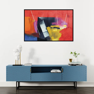 Preview of 'Untitled 33' Painting by Sudhir Talmale shown on a wall in a furnished room.