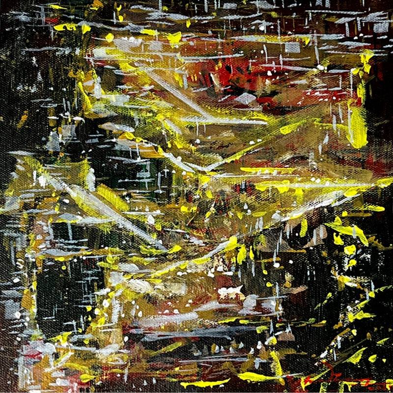 Untitled 33' abstract acrylic painting by artist Solomon Rajendiran, 12x12 inch, on canvas