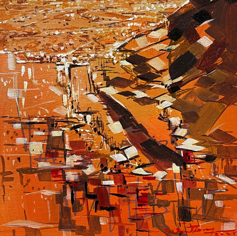 Untitled 34' abstract acrylic painting by artist Solomon Rajendiran, 12x12 inch, on canvas