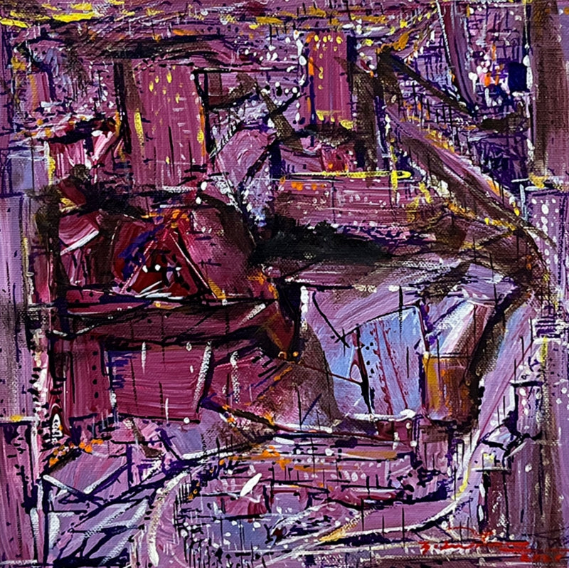 Untitled 35' abstract acrylic painting by artist Solomon Rajendiran, 12x12 inch, on canvas