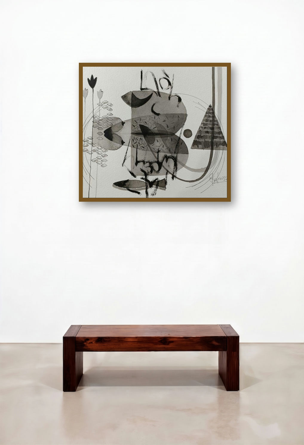 Untitled 352 (Ink-Scapes) by artist Narendra Jatav displayed in a Coastal Lounge