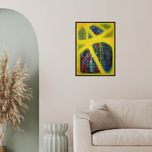 In-situ view of Niketan Bhalerao's 'Untitled (The Yellow Grid)' painting in a room