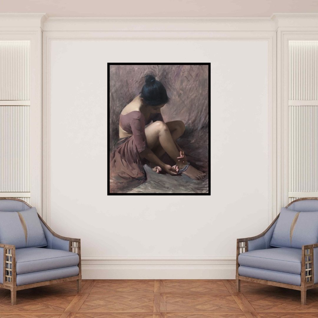 In-situ view of Dilip Dudhane's 'Untitled' painting in a room