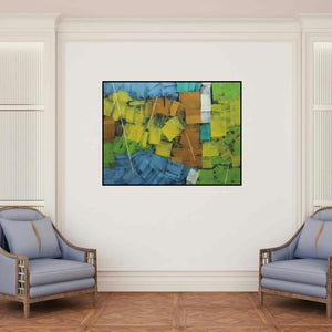 'Untitled 38' painting by Sudhir Talmale shown on a wall in a furnished room.