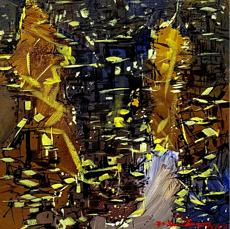 Untitled 38' abstract acrylic painting by artist Solomon Rajendiran, 12x12 inch, on canvas