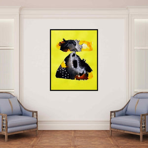 In-situ view of Huma Khan's 'Untitled 4 (Solar Bloom)' painting in a room