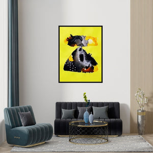 Preview of 'Untitled 4 (Solar Bloom)' Painting by Huma Khan shown on a wall in a furnished room.