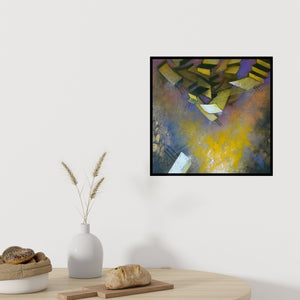 Preview of 'Untitled 4 (Cosmic Symphony)' Painting by Vijayraaj Bodhankar shown on a wall in a furnished room.