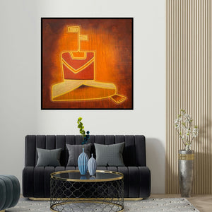 Snehal Ekbote's 'Untitled 4 (The Inner Journey)' painting visualized above a sofa in a contemporary room.