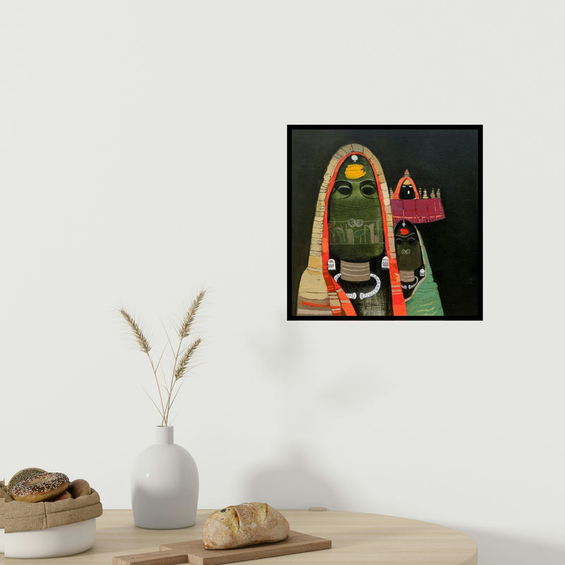 In-situ view of Vaishali Patil's 'Untitled 4 (The Veiled Figures)' painting in a room