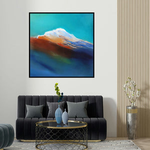 Sanjay Dhawale's 'Untitled 4 (Celestial Horizon)' painting visualized above a sofa in a contemporary room.