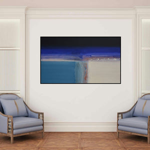 'Untitled 4' painting by Yogesh Patil shown on a wall in a furnished room.