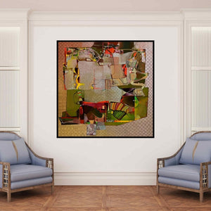 In-situ view of Bhaurao Bodade's 'Untitled 4 (Urban Rhapsody)' painting in a room