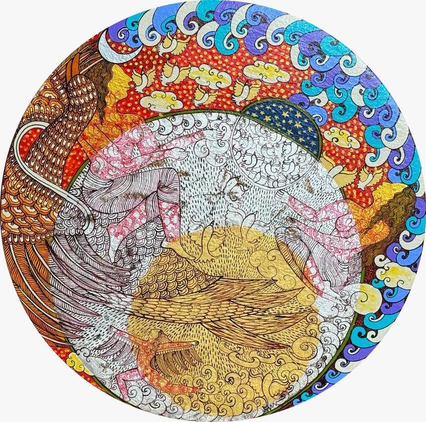 contemporary mixed media painting titled 'Untitled 4', 12x12 inches, by artist Seema Kohli on Canvas