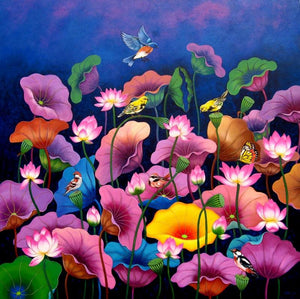 Nature acrylic painting titled 'Untitled 4', 48x48 inches, by artist Nur Ali on Canvas
