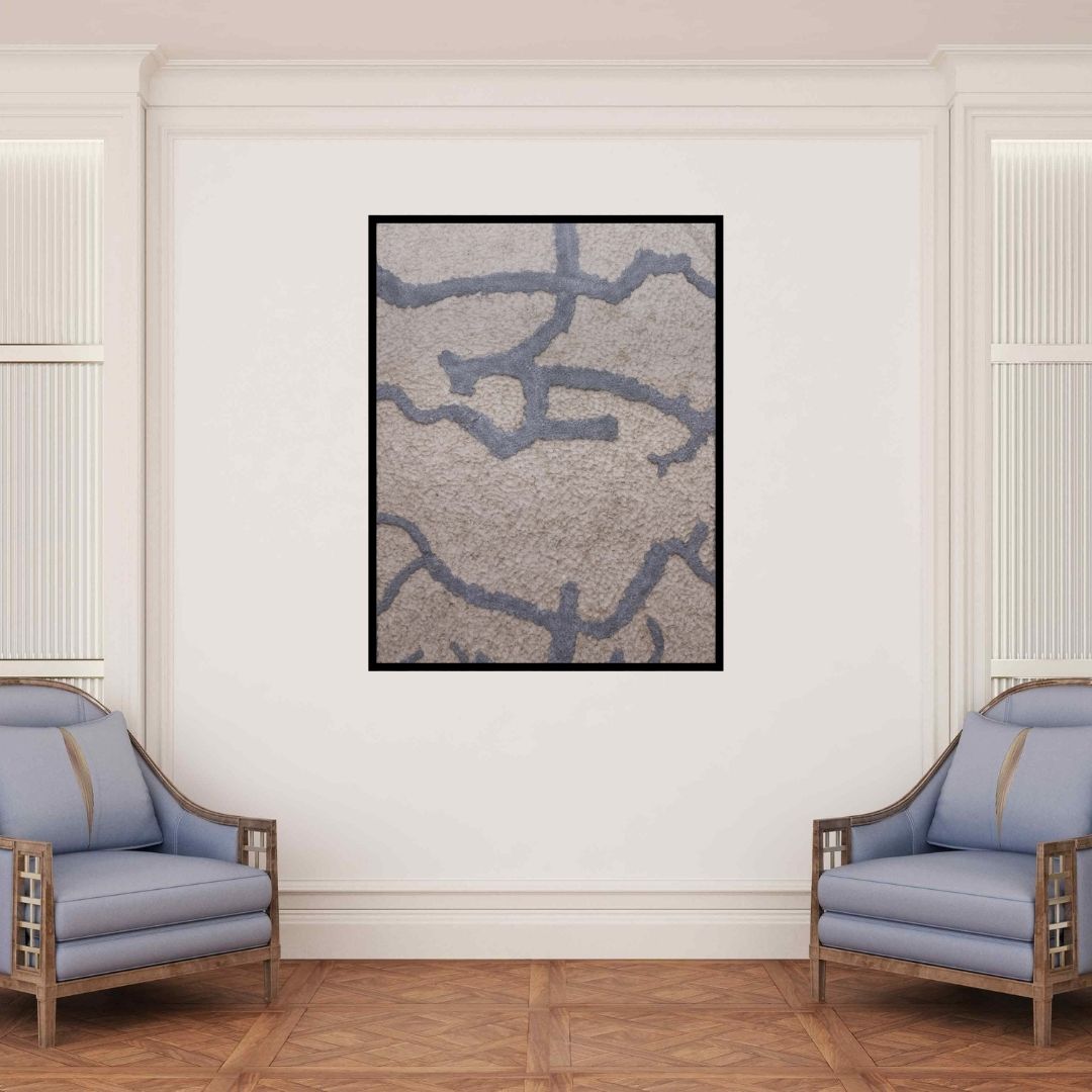 In-situ view of Hansodnya Thambe's 'Untitled 4 (Woven Pathways)' painting in a room