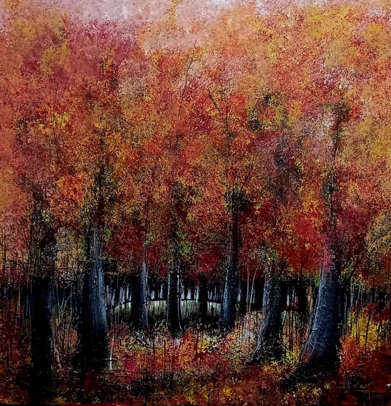 Nature acrylic painting titled 'Untitled 4', 24x24 inch, by artist Malay Das on Canvas