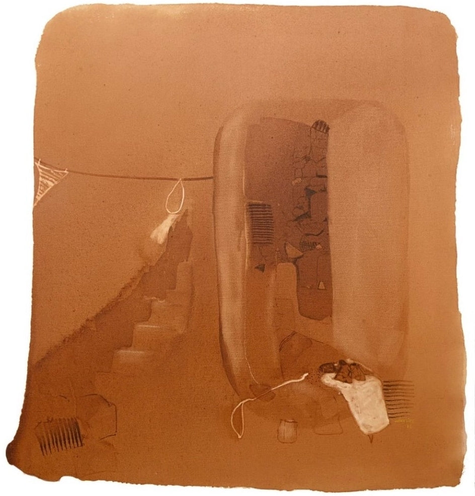 Untitled 4' contemporary mixed-media painting by artist Veena Jain, 34x34 inch, on canvas