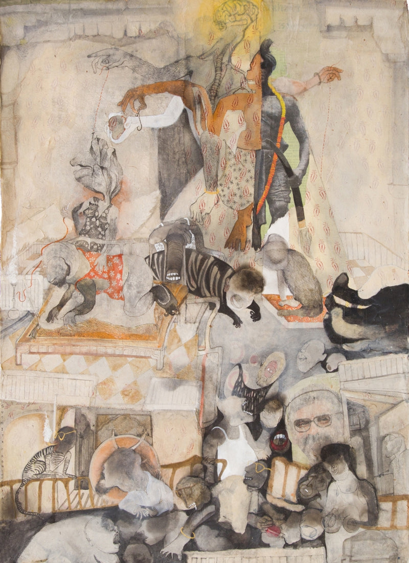 Untitled 4' contemporary mixed-media painting by artist Susmita Chowdhury, 30x22 inch, on paper