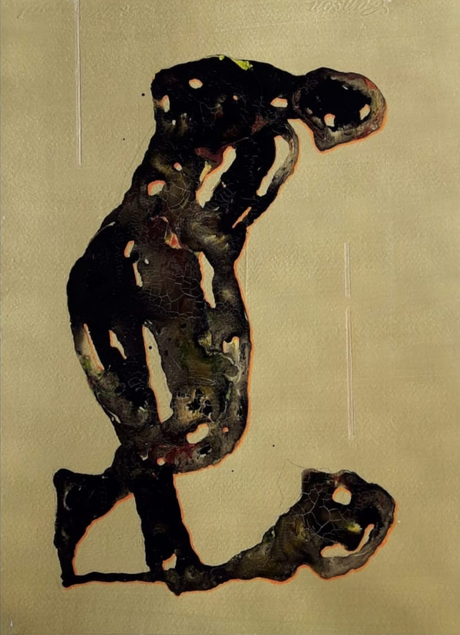 'Untitled 4' contemporary mixed-media painting by artist Raosaheb Gagare, 12x8 inch, on paper