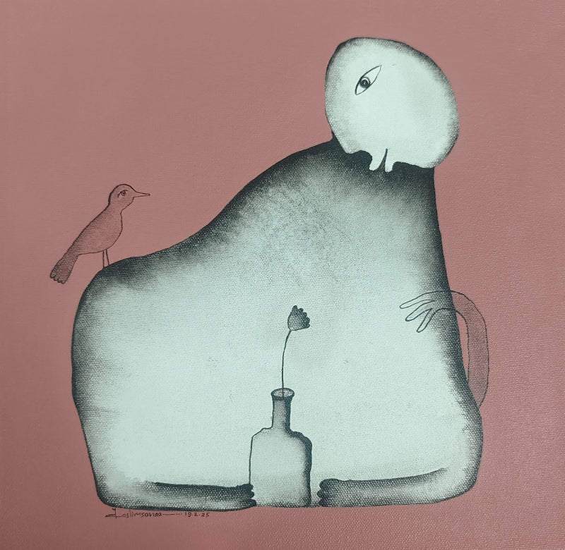 'Untitled 4' contemporary acrylic painting by artist Taslim Jamal, 12x12 inch, on canvas