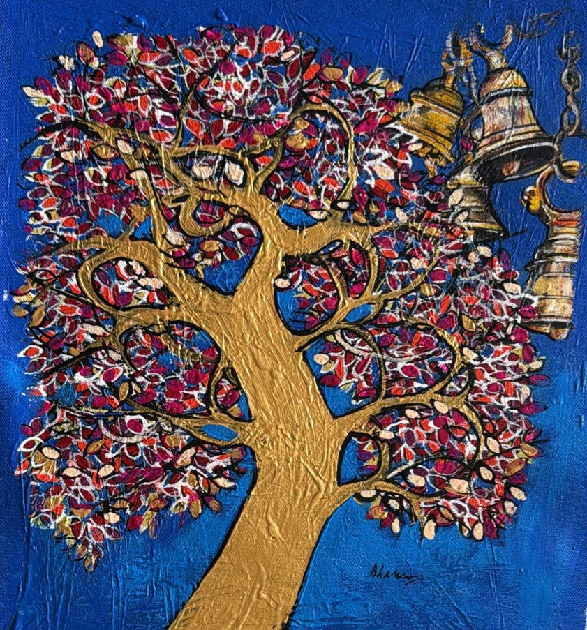 'Untitled 4' nature acrylic painting by artist Bhaskar Rao, 12x12 inch, on canvas