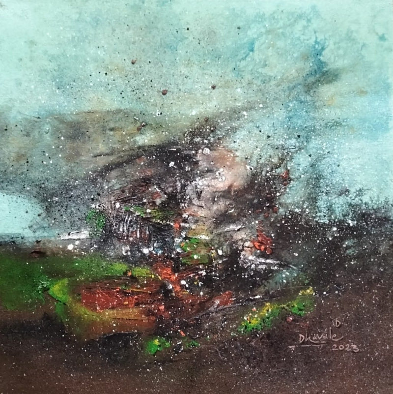 'Untitled 4' abstract acrylic painting by artist Dnyaneshwar Dhavale, 24x24 inch, on canvas