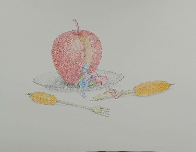 Erotic mixed-media drawing titled 'Untitled 4', 26x22 inch, by artist Mansi Sagar on Paper