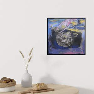 Preview of 'Untitled 4 (Time and Tide)' Painting by Pradip Kumar Sau shown on a wall in a furnished room.