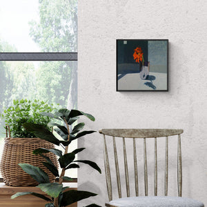 Avinash Satpute's 'Untitled 4 (Solitary Bloom)' Painting visualized above a sofa in a contemporary room