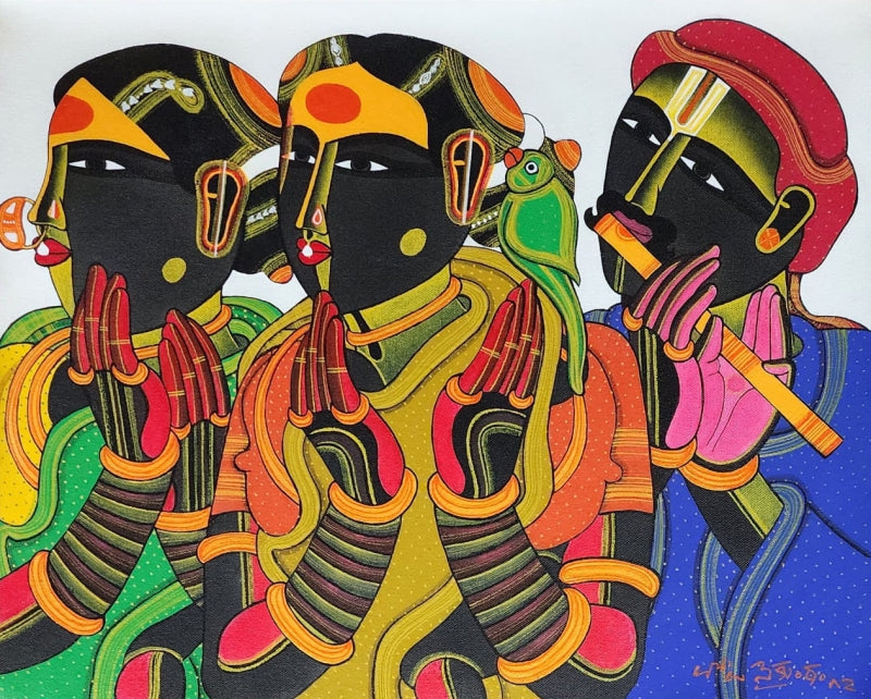 'Untitled 401' figurative acrylic painting by artist Thota Vaikuntam, 16x20 inch, on canvas