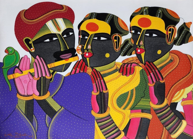 'Untitled 402' figurative acrylic painting by artist Thota Vaikuntam, 18x24 inch, on canvas