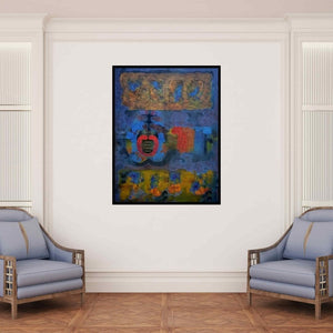 In-situ view of Rahul Pawar's 'Untitled (The Rhythm of Color)' painting in a room