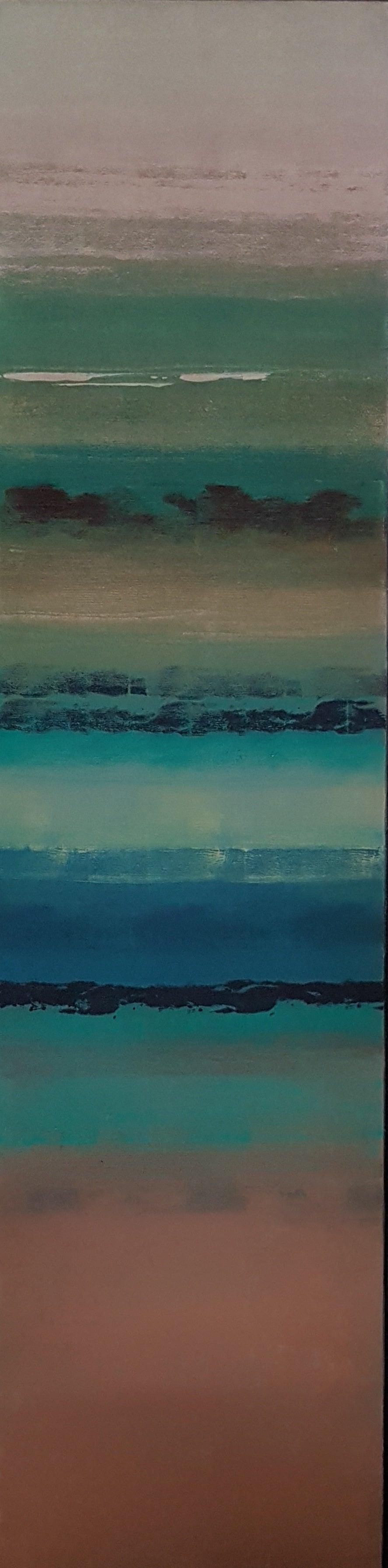 Abstract oil painting titled 'Untitled 41', 48x12 inches, by artist Vipta Kapadia on Canvas