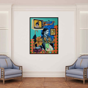 In-situ view of Shrikant Ranga's 'Untitled (Cosmic Tapestry)' painting in a room