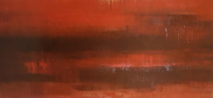 Untitled 43 (Crimson Horizon) by Vipta Kapadia, Original Oil Abstract Painting on Canvas, X-Large Horizontal Wall Art