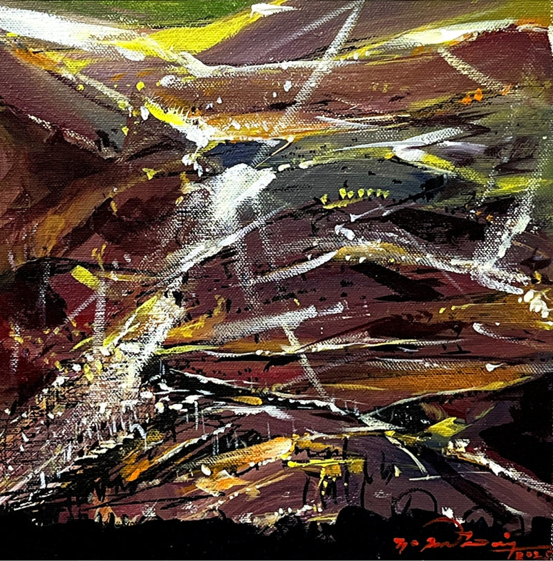 Untitled 43' abstract acrylic painting by artist Solomon Rajendiran, 12x12 inch, on canvas